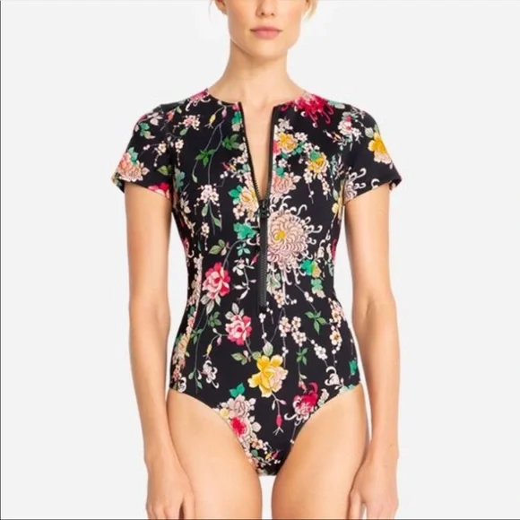 Johnny Was Mono Neoprene One Piece Swimsuit - Picture 3 of 9